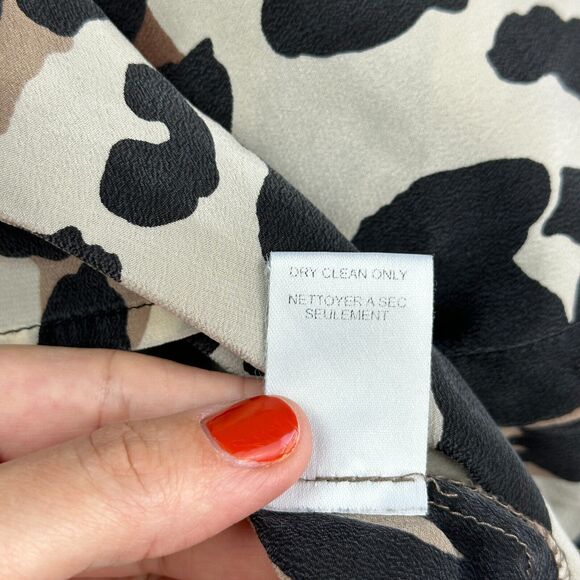 Y2K Nanette Lepore 100% Silk Blouse 8 Leopard Puff Sleeve Peasant Top Fairy Mob - Picture 11 of 14